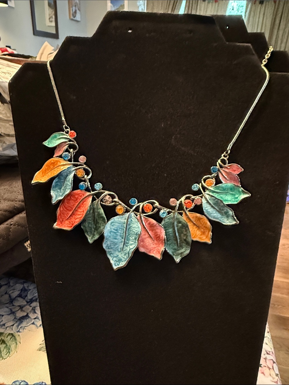 Hand-Painted Leaf Multi-Color Statement Necklace - Women Jewelry